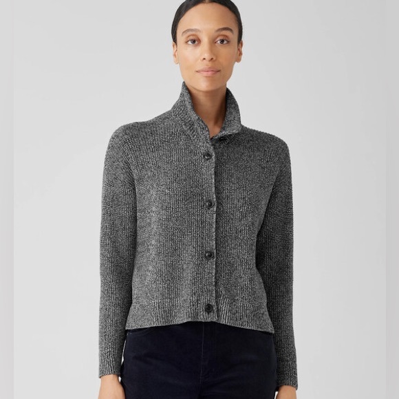 Eileen Fisher Sweaters - Eileen Fisher Peruvian Organic Cotton High Collar Cardigan